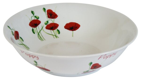 Poppy Ceramic Pasta Bowl Red / White