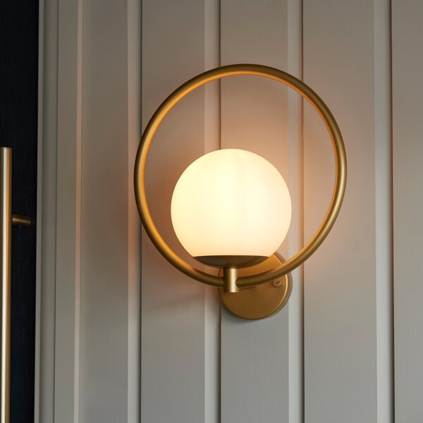 Fort Halo Gold Frosted Glass Outdoor Wall Light Gold