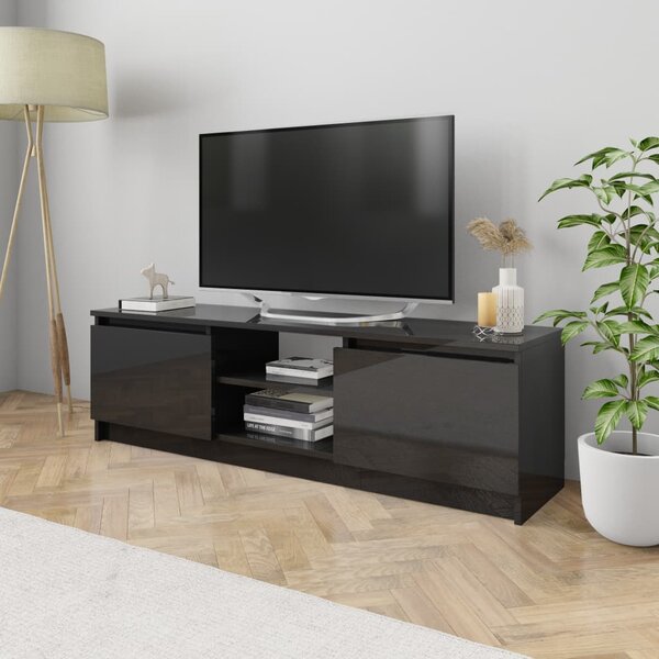 TV Cabinet High Gloss Black 120x30x35.5 cm Engineered Wood