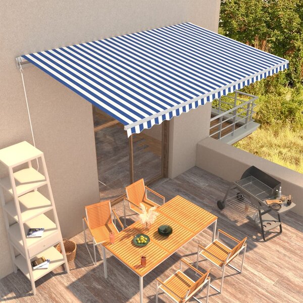 Manual Retractable Awning 500x300 cm Blue and White