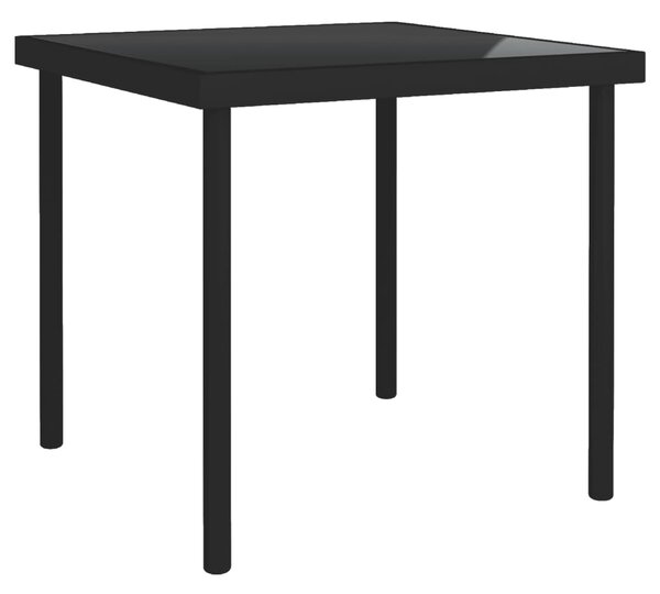 Outdoor Dining Table Black 80x80x72 cm Glass and Steel