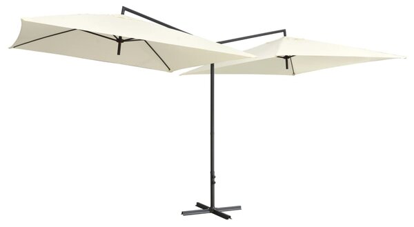 Double Parasol with Steel Pole 250x250 cm Sand White