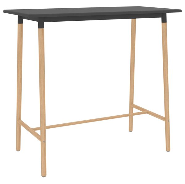 Bar Table Grey 120x60x105 cm MDF & Solid Beechwood