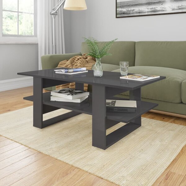 Coffee Table High Gloss Grey 110x55x42 cm Engineered Wood