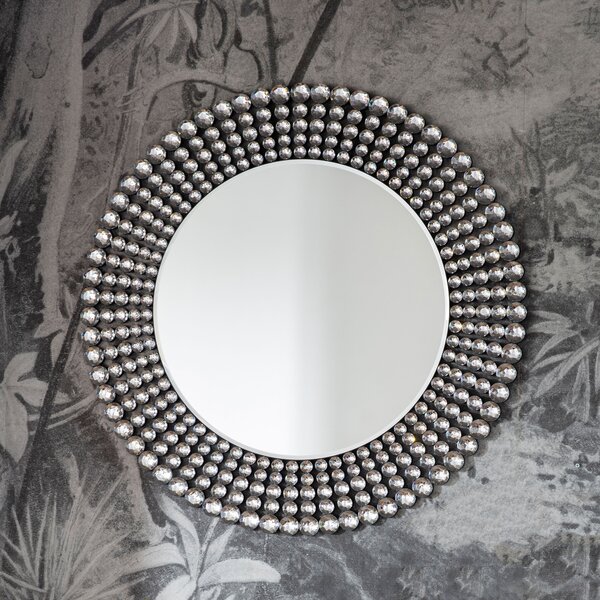 Sheriton Round Wall Mirror, 90cm Silver