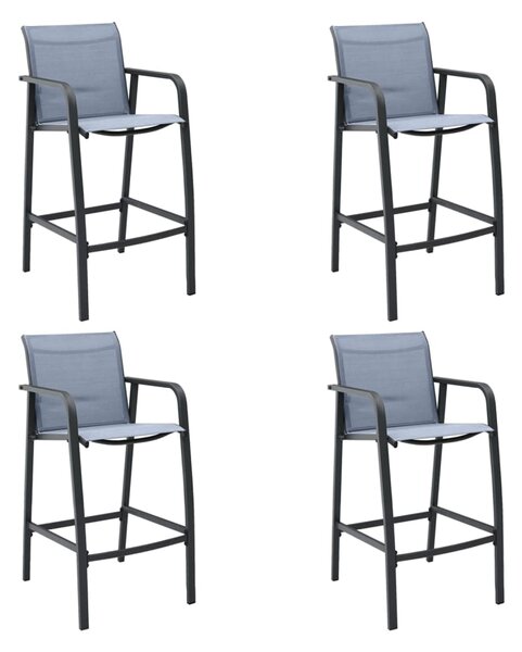Garden Bar Chairs 4 pcs Grey Textilene