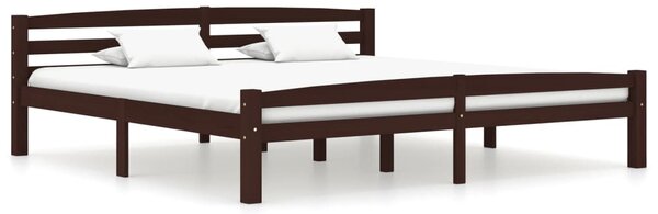 Bed Frame Dark Brown Solid Pinewood 180x200 cm 6FT Super King