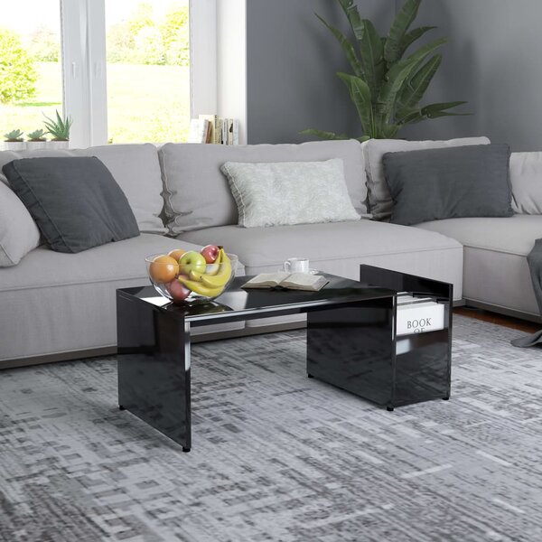 Coffee Table High Gloss Black 90x45x35 cm Engineered Wood
