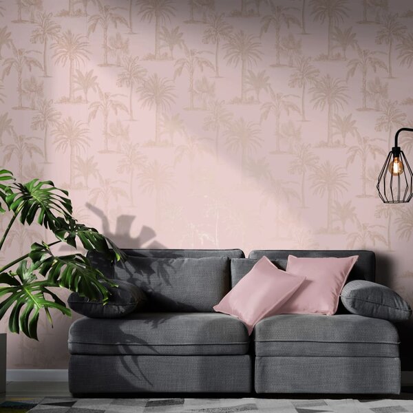 DUTCH WALLCOVERINGS Wallpaper Tropical Trees Pink
