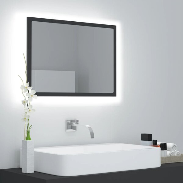 LED Bathroom Mirror Grey 60x8.5x37 cm Acrylic
