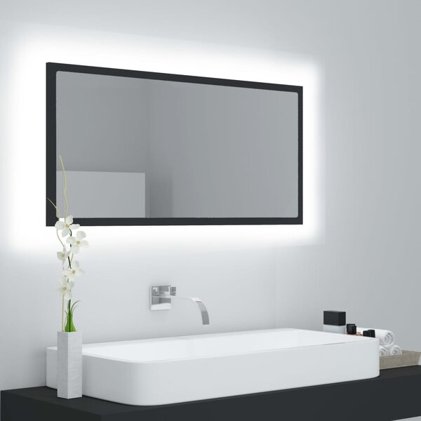 LED Bathroom Mirror Grey 90x8.5x37 cm Acrylic