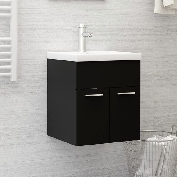 Sink Cabinet Black 41x38.5x46 cm Engineered Wood