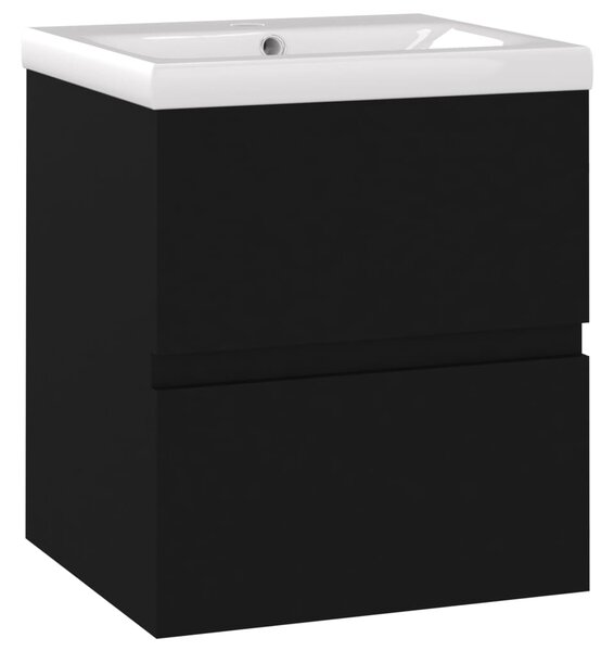 Sink Cabinet with Built-in Basin Black Engineered Wood