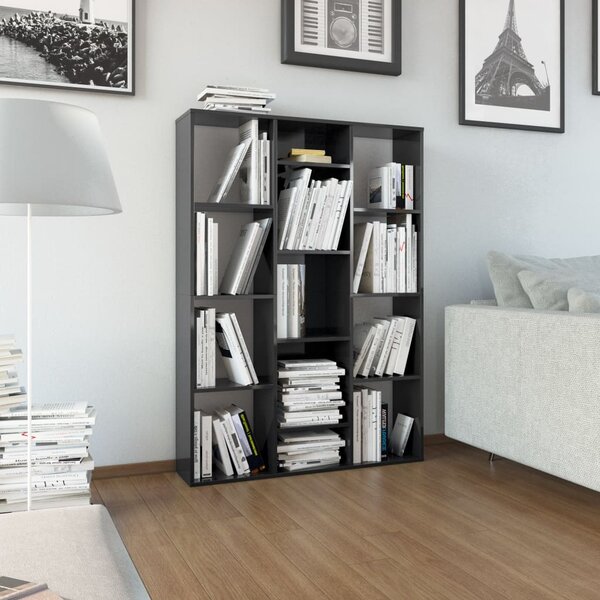 Room Divider/Book Cabinet High Gloss Black 100x24x140 cm Engineered Wood