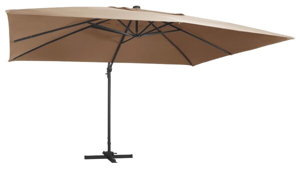 Cantilever Garden Parasol with LED Lights and Aluminium Pole 400x300 cm Taupe