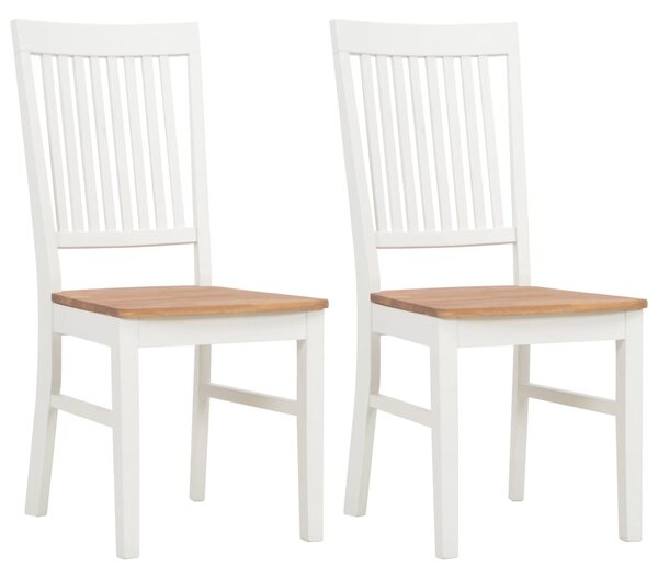 Dining Chairs 2 pcs White Solid Oak Wood