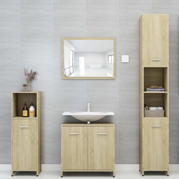 4 Piece Bathroom Furniture Set Sonoma Oak Engineered Wood