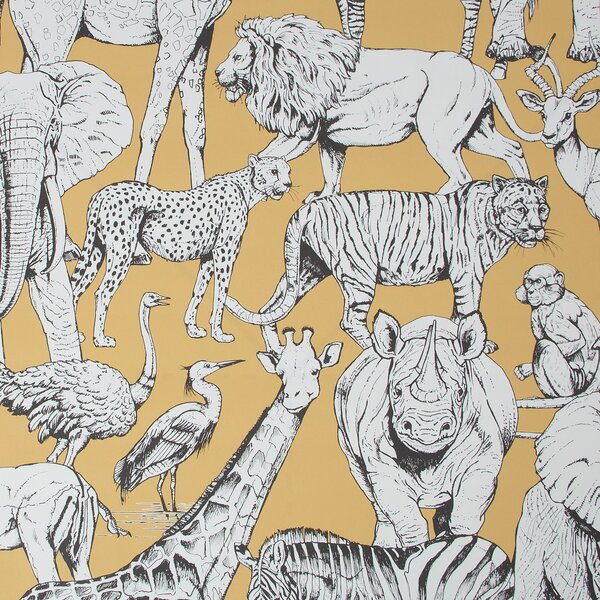 Jungle Animals Yellow Wallpaper
