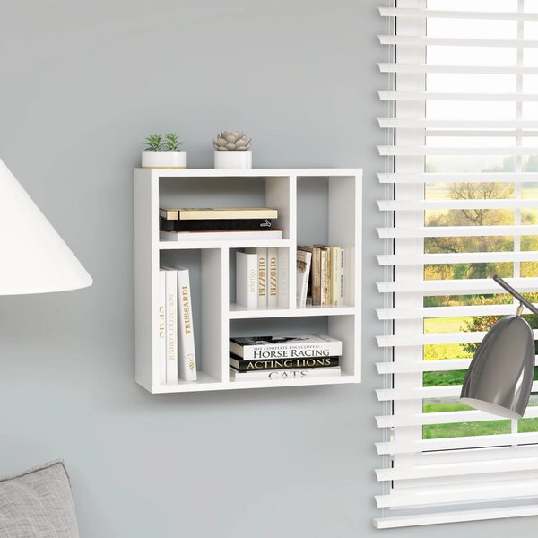 Wall Shelf High Gloss White 45.1x16x45.1 cm Engineered Wood