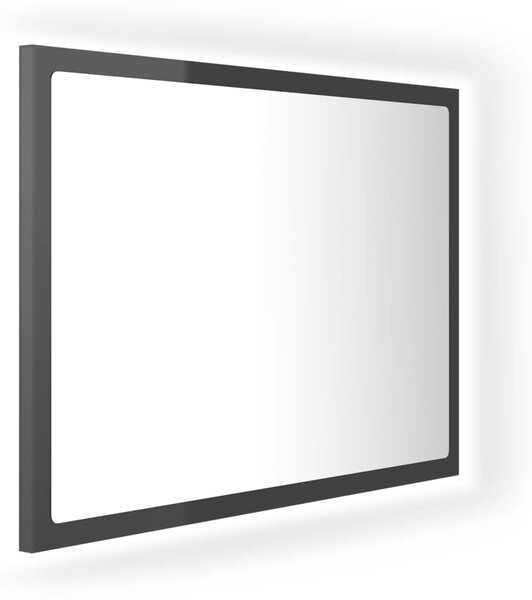 LED Bathroom Mirror High Gloss Grey 60x8.5x37 cm Acrylic