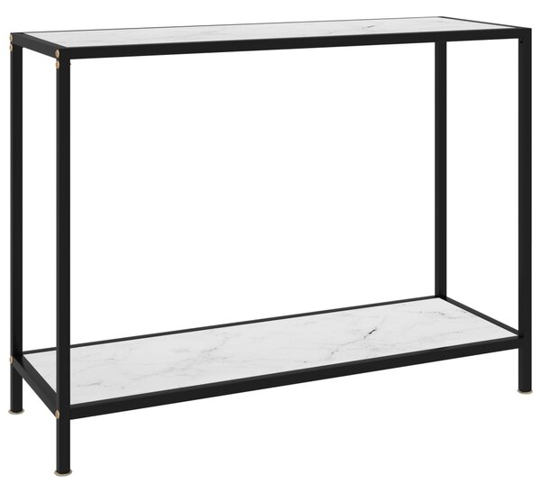 Console Table White 100x35x75 cm Tempered Glass