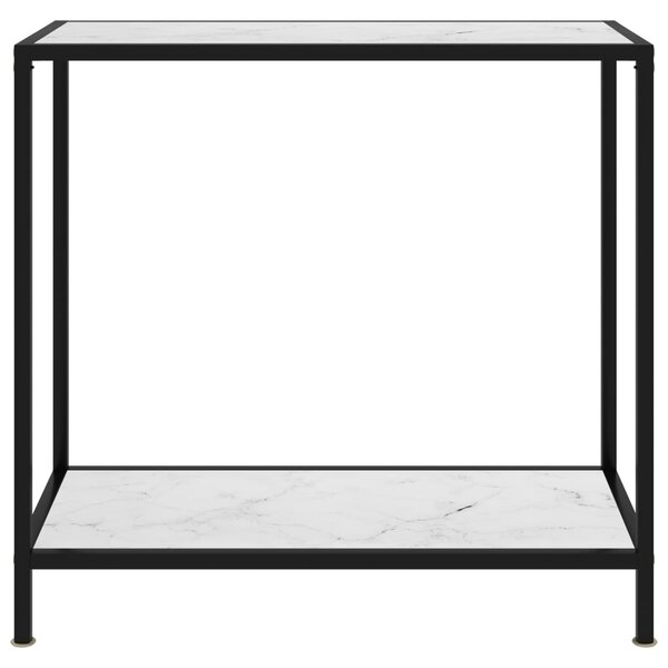 Console Table White 80x35x75 cm Tempered Glass