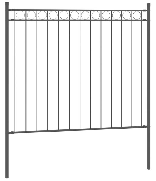 Garden Fence Steel 1.7x0.8 m Black