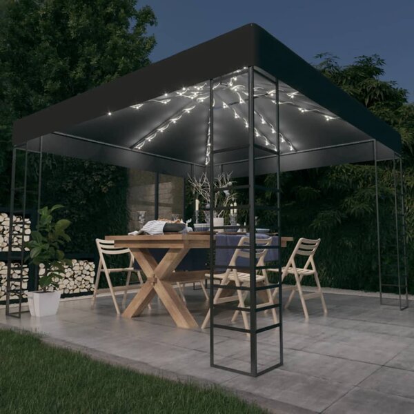 Garden Marquee with LED String Lights 3x3 m Anthracite