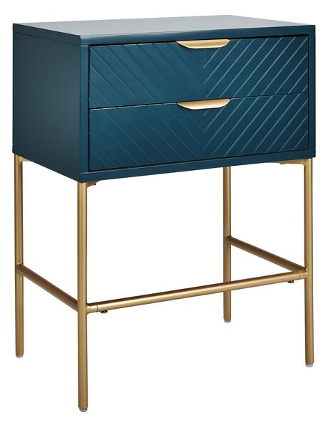 House Beautiful Trixie 2 Drawer Bedside Table - Blue