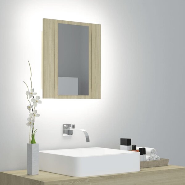 LED Bathroom Mirror Cabinet Sonoma Oak 40x12x45 cm Acrylic