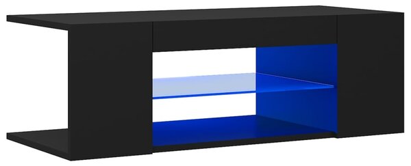 TV Cabinet with LED Lights Black 90x39x30 cm