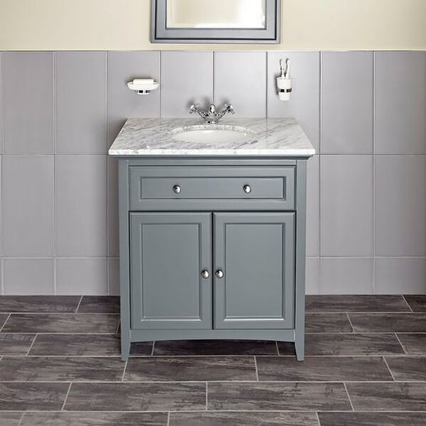 Bathstore Savoy 790mm Marble Top Floorstanding Vanity Unit - Charcoal Grey