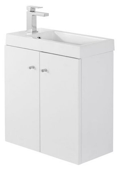 Bathstore Alpine Duo 495mm Basin and Wall Hung Vanity Unit - Gloss White