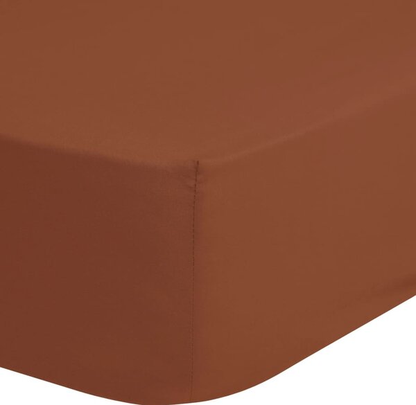 Good Morning Jersey Fitted Sheet 90/100x220 cm Terracotta