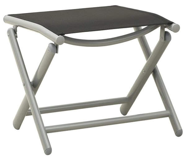Folding Footrest Black and Silver Textilene and Aluminium