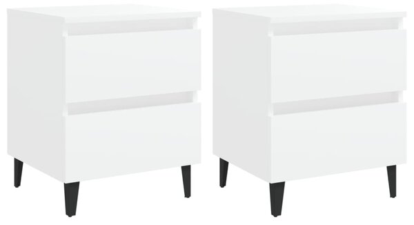 Bed Cabinets 2 pcs White 40x35x50 cm Engineered Wood