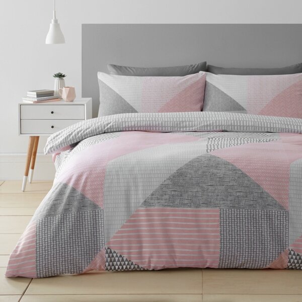 Larsson Geo Pink Duvet Cover and Pillowcase Set Pink