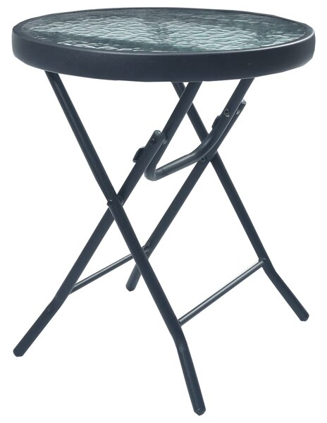 Bistro Table Black 40x46 cm Steel and Glass