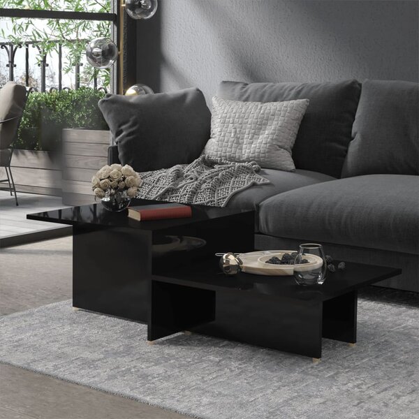 Coffee Table High Gloss Black 111.5x50x33 cm Engineered Wood