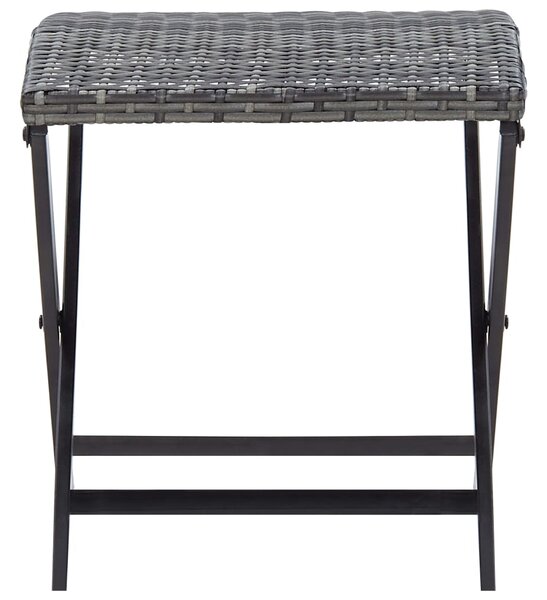 Folding Stool Poly Rattan Grey