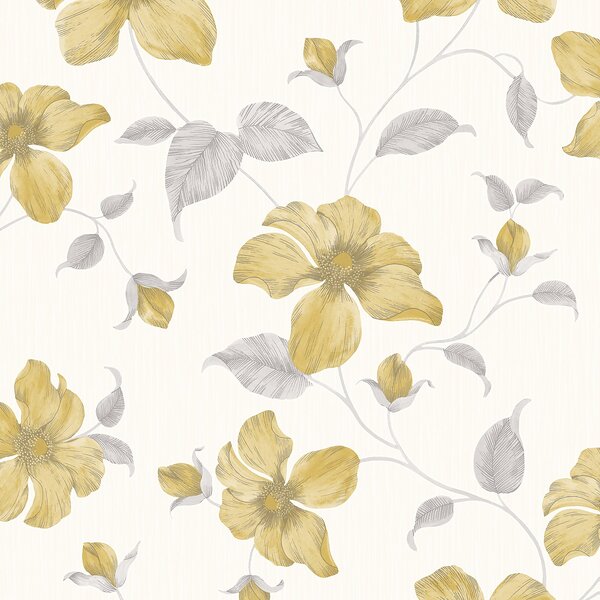 Grandeco Magnolia Yellow Wallpaper