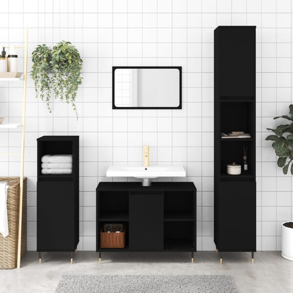 Bathroom Cabinet Black 80x33x60 cm Engineered Wood