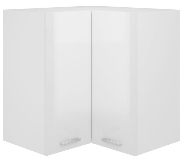 Hanging Corner Cabinet High Gloss White 57x57x60 cm Engineered Wood