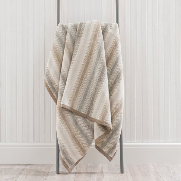 Thermosoft Ombre Stripe Natural Throw Beige