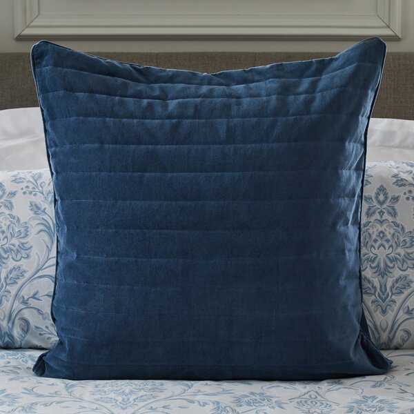 Dorma Remington Cotton Velvet Blue Continental Square Pillowcase Blue