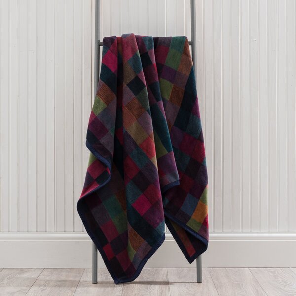 Super Soft Check Throw Navy Blue and Red