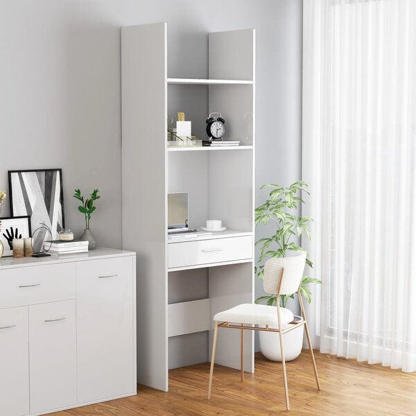 Book Cabinet High Gloss White 60x35x180 cm Engineered Wood