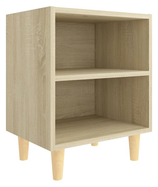 Bed Cabinet with Solid Wood Legs Sonoma Oak 40x30x50 cm