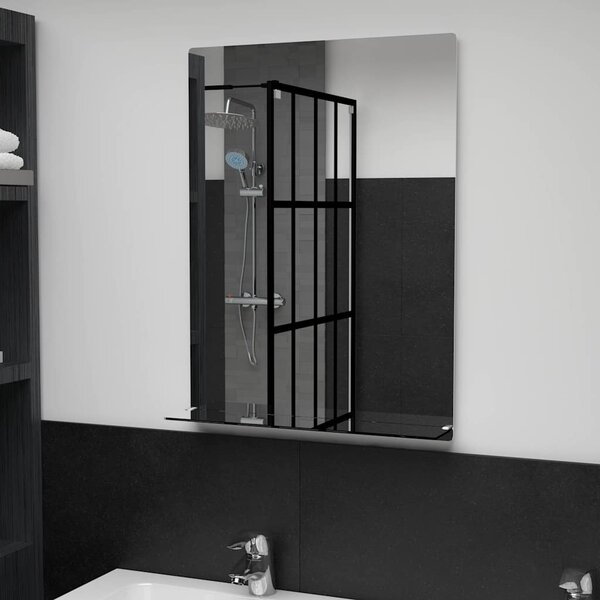 Wall Mirror with Shelf 50x70 cm Tempered Glass