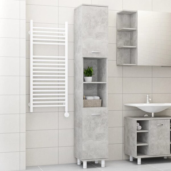 Bathroom Cabinet Concrete Grey 30x30x179 cm Engineered Wood